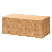 bali & pari Palm Scalloped Rattan Coffee Table - Handwoven Wicker Rectangle Accent Table for Living Room, Patio or Sunroom, Coastal Boho Style, Light Honey Baxton Studio restaurant furniture, hotel furniture, commercial furniture, wholesale living room furniture, wholesale coffee table, classic coffee table
